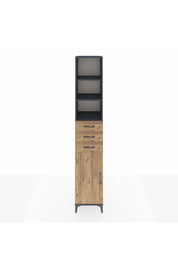 Hyperion Dolap 4 Raflı 3 Çekmeceli Tek Kapaklı 44x44x243 Antrasit-Çam