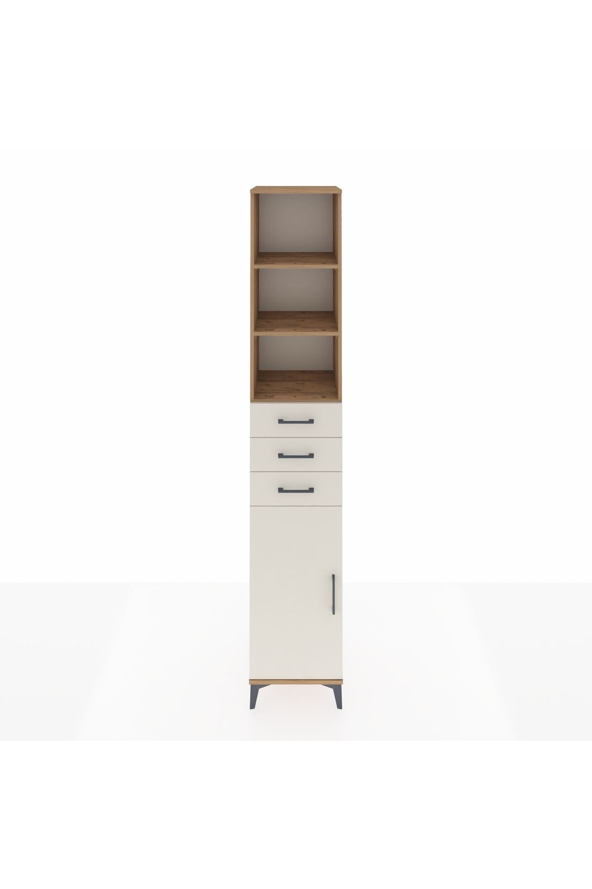 Hyperion Dolap 4 Raflı 3 Çekmeceli Tek Kapaklı 44x44x243 Çam-Aytaşı