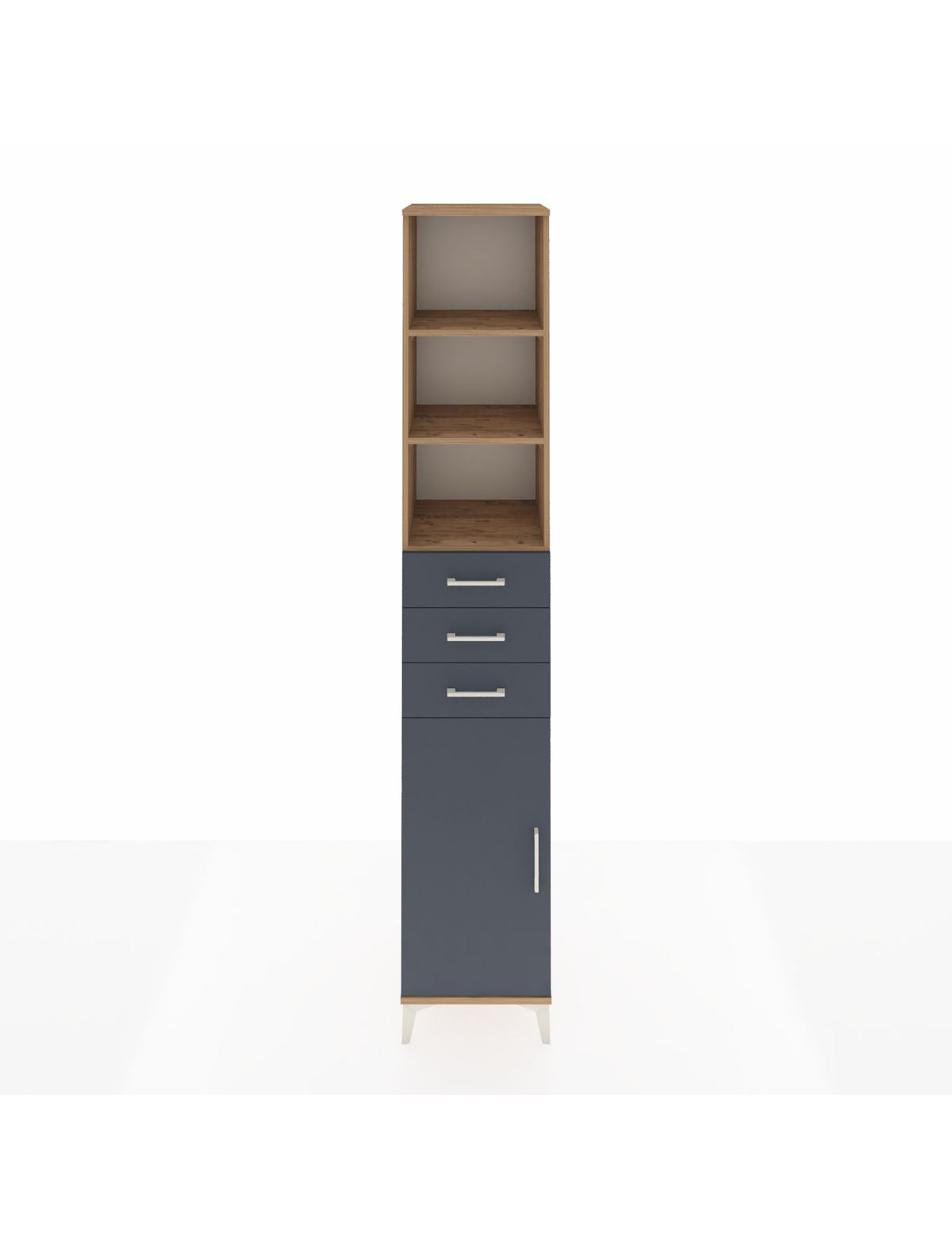 Hyperion Dolap 4 Raflı 3 Çekmeceli Tek Kapaklı 44x44x243 Çam-Antrasit