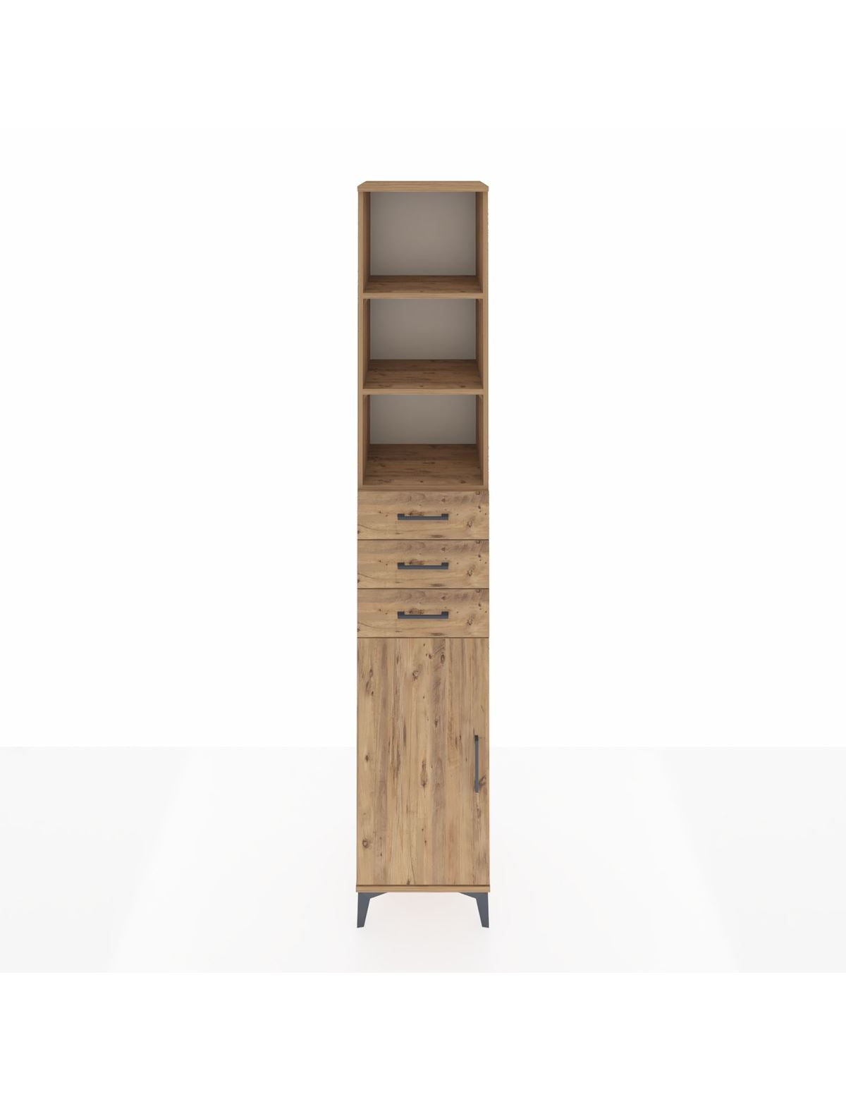 Hyperion Dolap 4 Raflı 3 Çekmeceli Tek Kapaklı 44x44x243 Çam-Çam