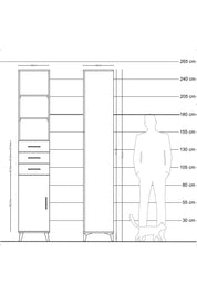 Hyperion Dolap 4 Raflı 3 Çekmeceli Tek Kapaklı 44x44x243 Çam-Çam