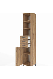 Hyperion Dolap 4 Raflı 3 Çekmeceli Tek Kapaklı 44x44x243 Çam-Çam