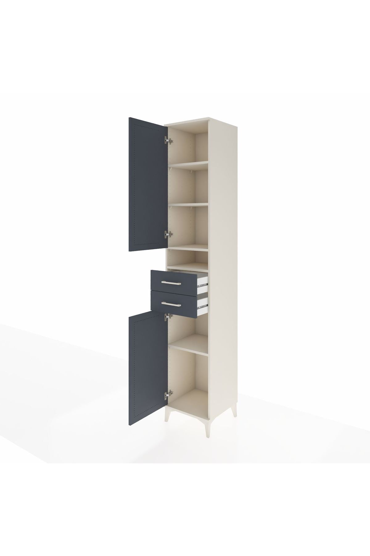 Hyperion Dolap 5 Raflı 2 Çekmeceli 2 Kapaklı 44x44x243 Aytaşı-Antrasit