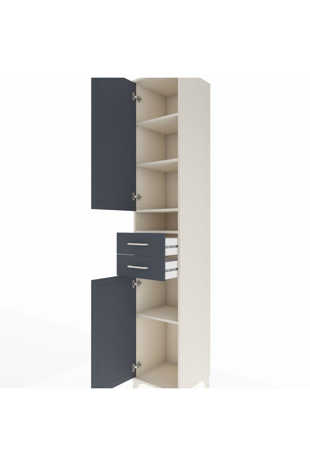 Hyperion Dolap 5 Raflı 2 Çekmeceli 2 Kapaklı 44x44x243 Aytaşı-Antrasit