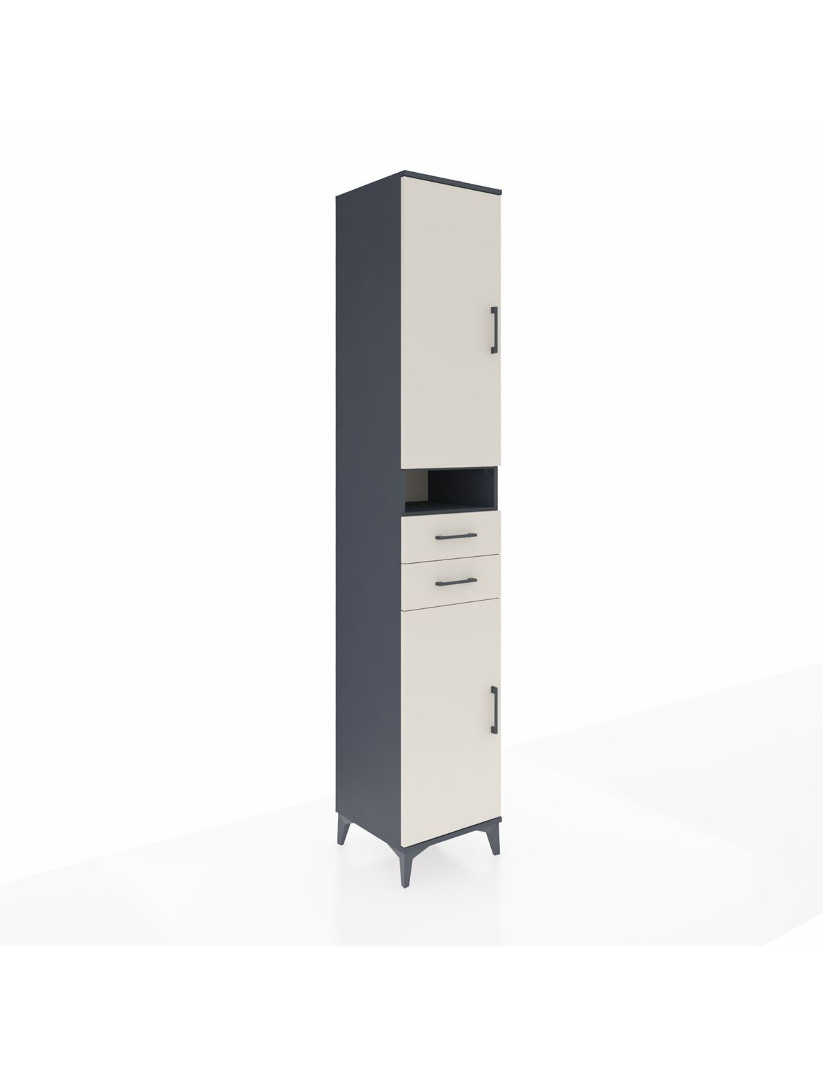 Hyperion Dolap 5 Raflı 2 Çekmeceli 2 Kapaklı 44x44x243 Antrasit-Aytaşı