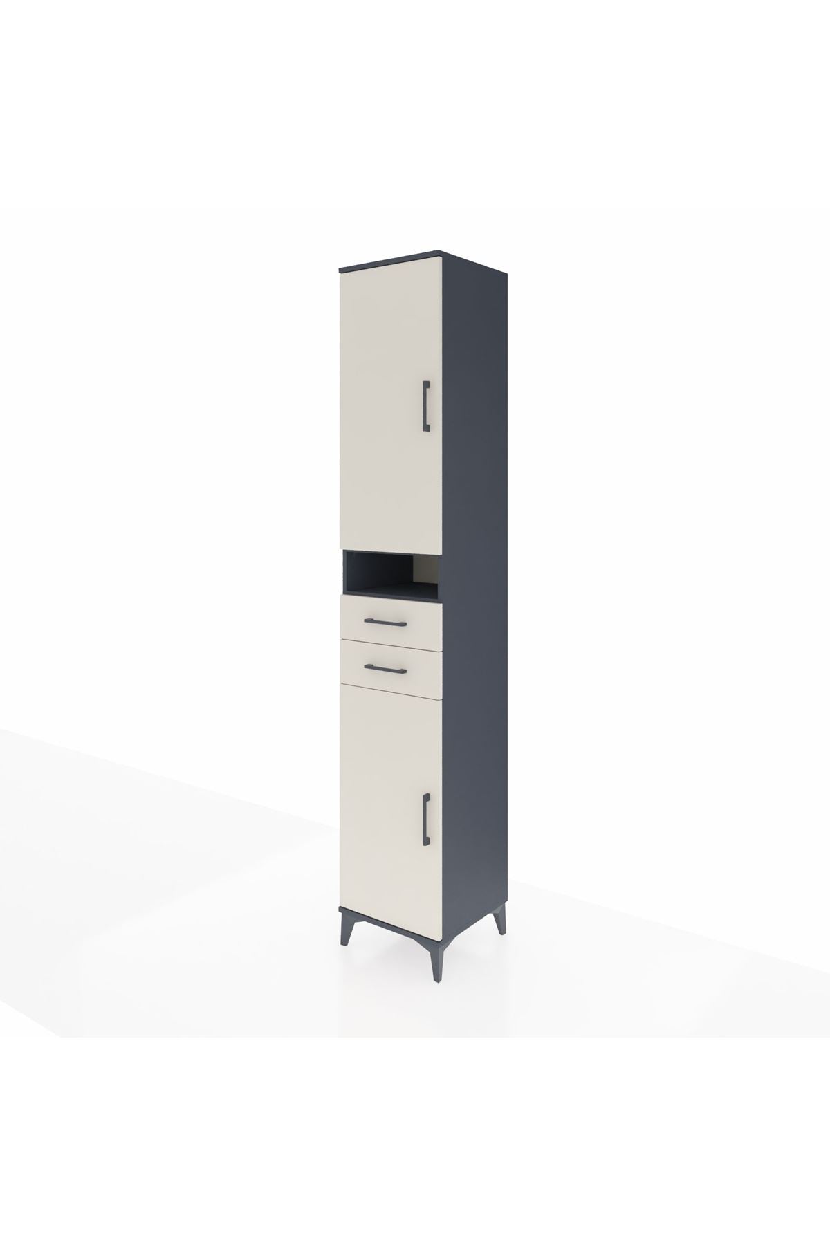 Hyperion Dolap 5 Raflı 2 Çekmeceli 2 Kapaklı 44x44x243 Antrasit-Aytaşı