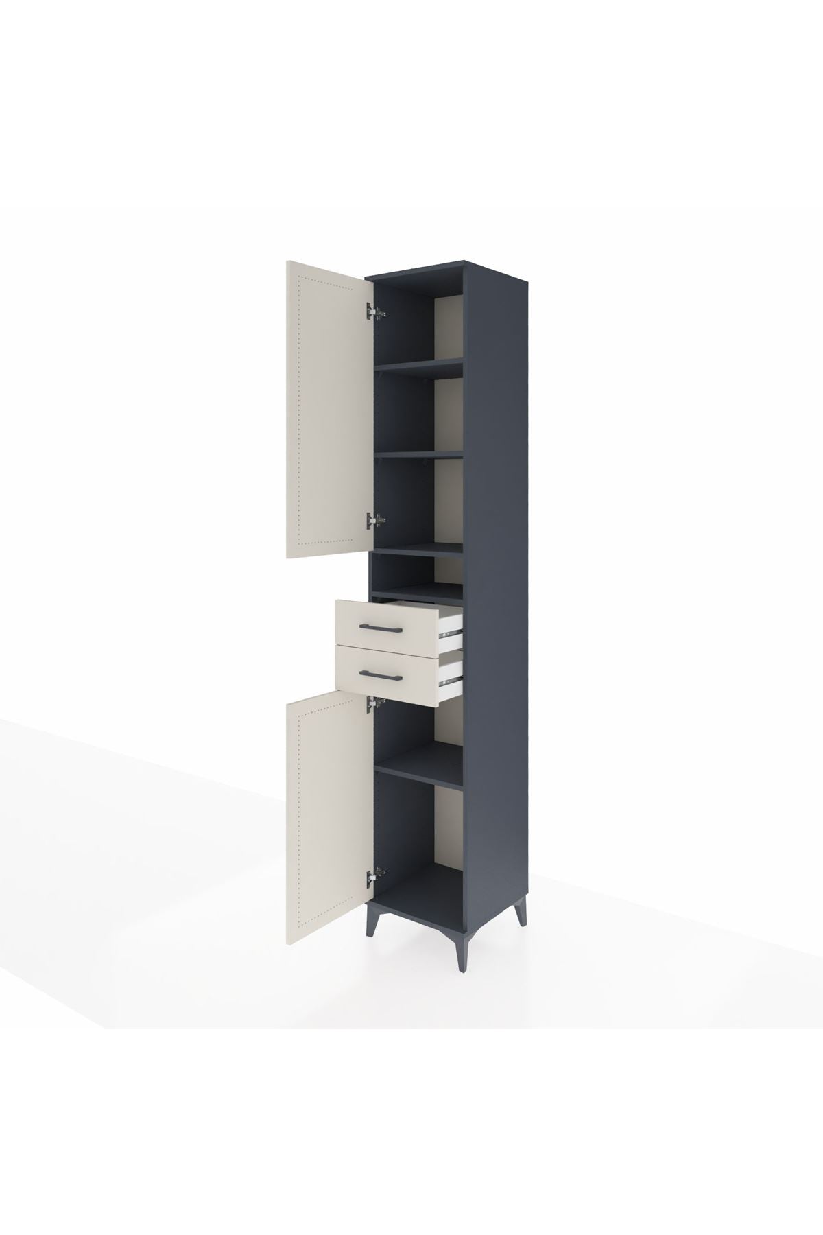 Hyperion Dolap 5 Raflı 2 Çekmeceli 2 Kapaklı 44x44x243 Antrasit-Aytaşı