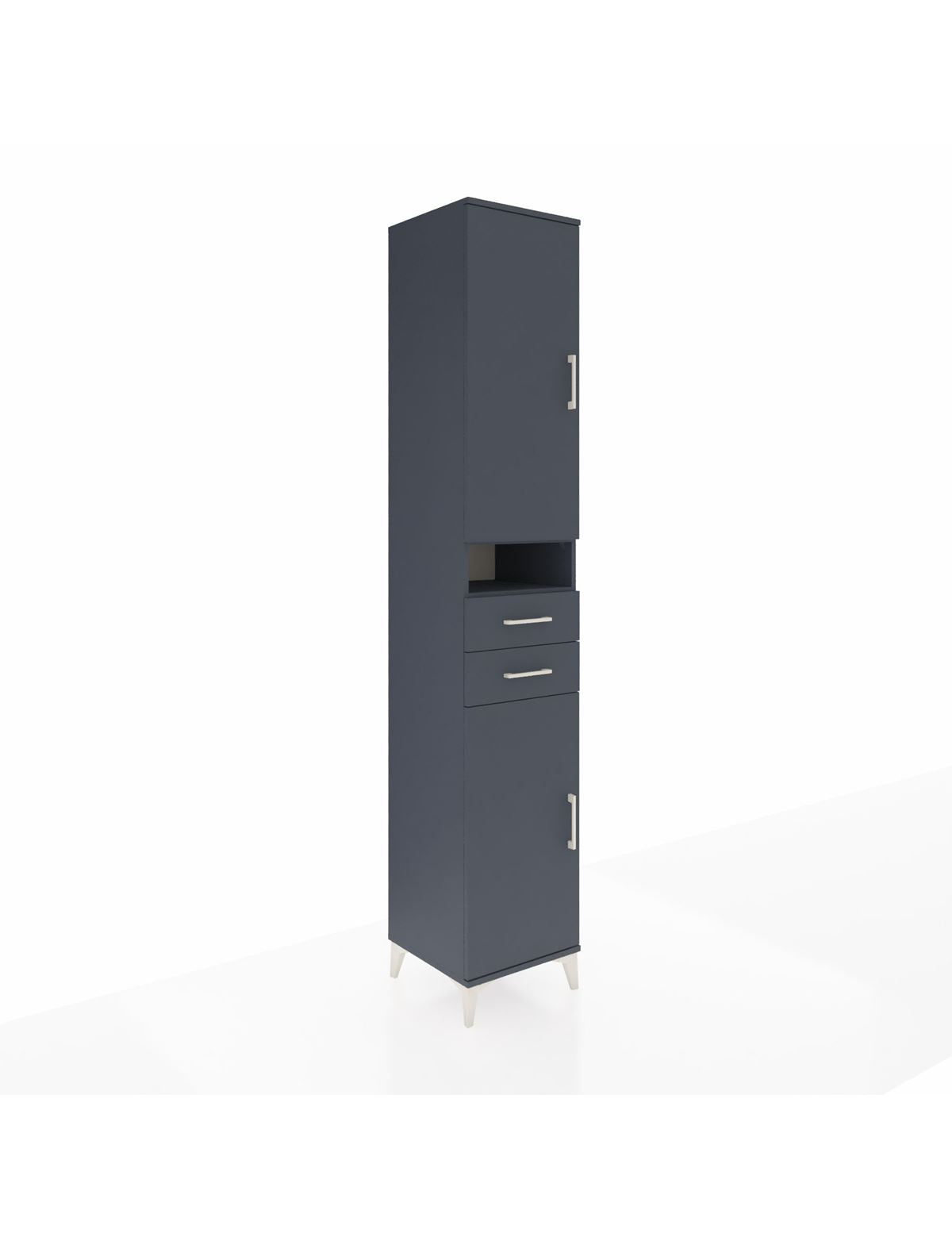 Hyperion Dolap 5 Raflı 2 Çekmeceli 2 Kapaklı 44x44x243 Antrasit-Antrasit