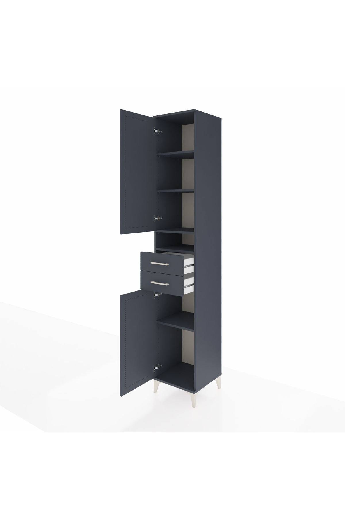 Hyperion Dolap 5 Raflı 2 Çekmeceli 2 Kapaklı 44x44x243 Antrasit-Antrasit