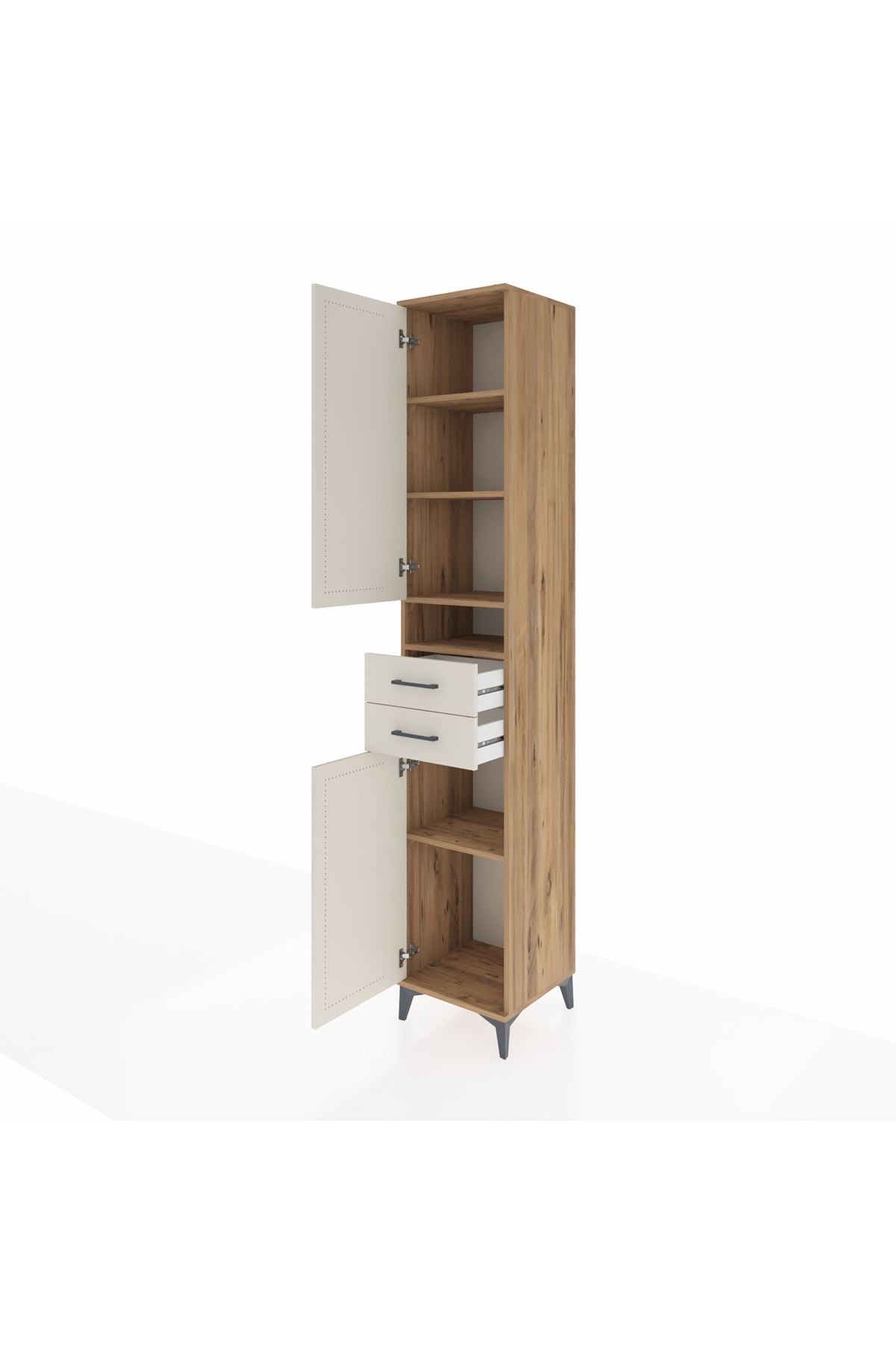 Hyperion Dolap 5 Raflı 2 Çekmeceli 2 Kapaklı 44x44x243 Çam-Aytaşı