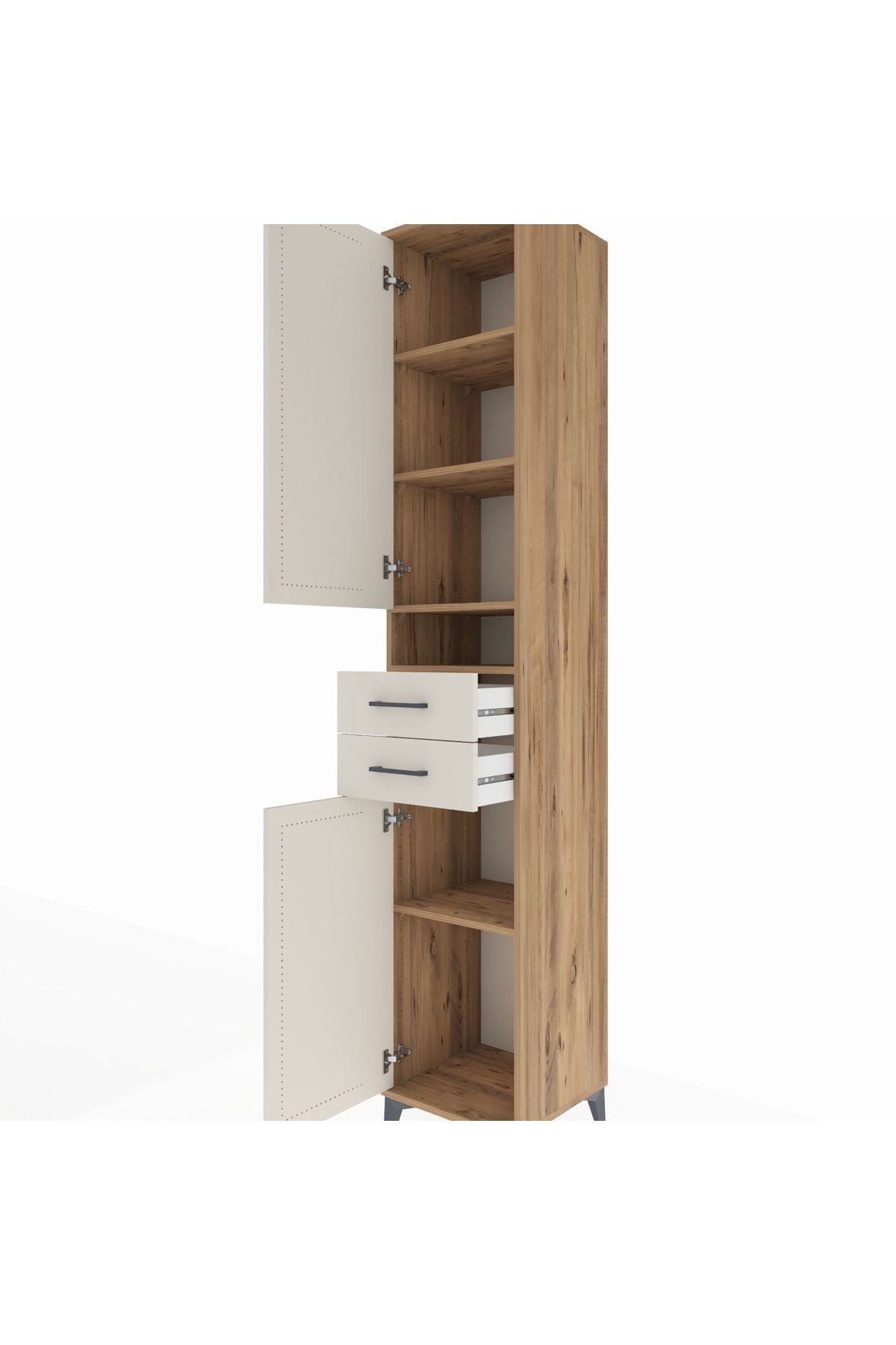 Hyperion Dolap 5 Raflı 2 Çekmeceli 2 Kapaklı 44x44x243 Çam-Aytaşı