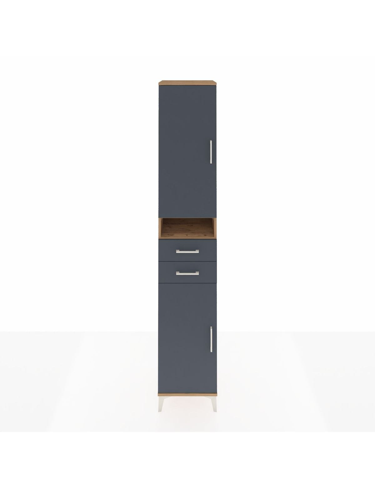 Hyperion Dolap 5 Raflı 2 Çekmeceli 2 Kapaklı 44x44x243 Çam-Antrasit