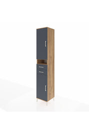 Hyperion Dolap 5 Raflı 2 Çekmeceli 2 Kapaklı 44x44x243 Çam-Antrasit