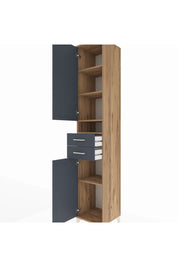 Hyperion Dolap 5 Raflı 2 Çekmeceli 2 Kapaklı 44x44x243 Çam-Antrasit