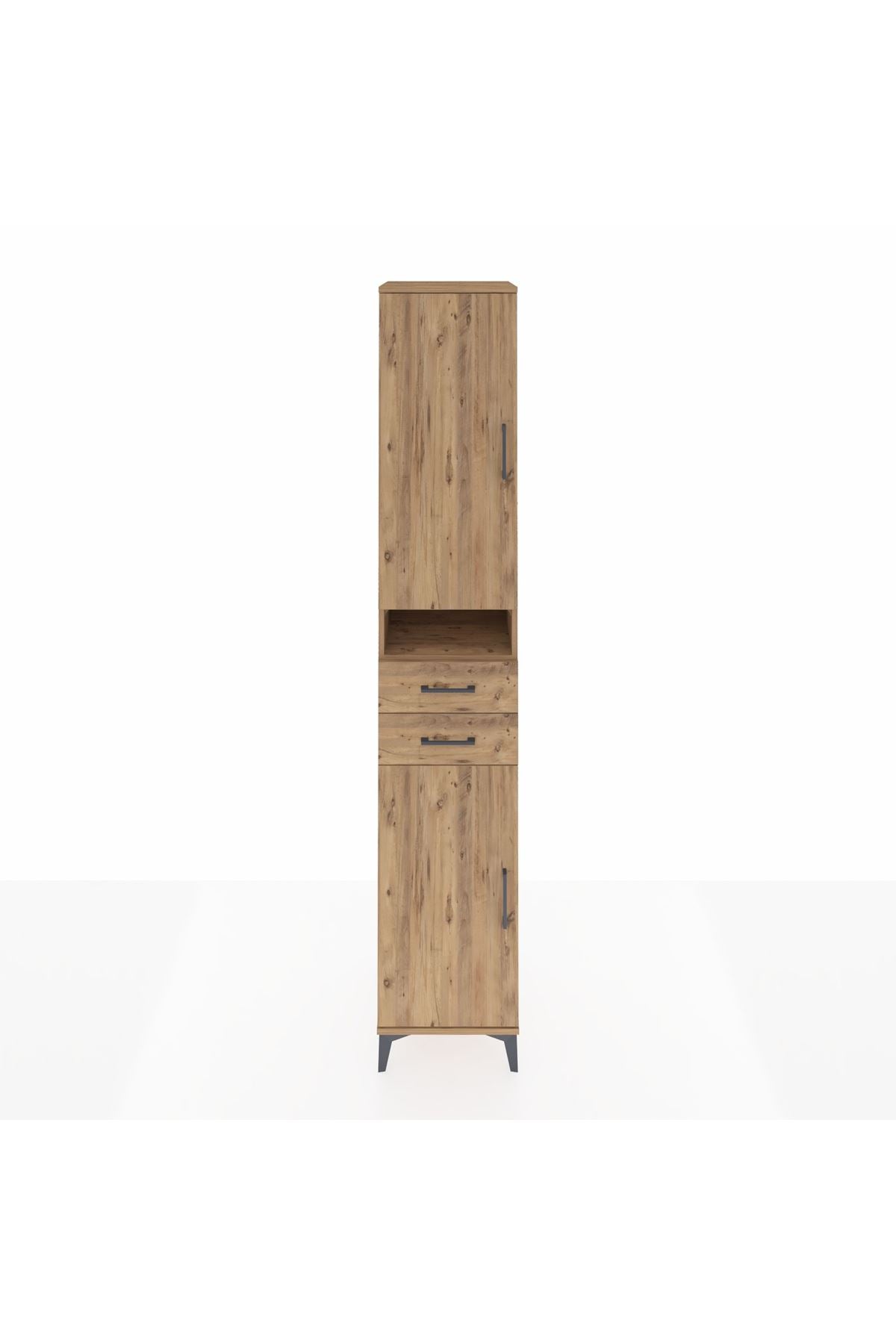 Hyperion Dolap 5 Raflı 2 Çekmeceli 2 Kapaklı 44x44x243 Çam-Çam