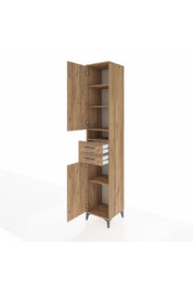 Hyperion Dolap 5 Raflı 2 Çekmeceli 2 Kapaklı 44x44x243 Çam-Çam