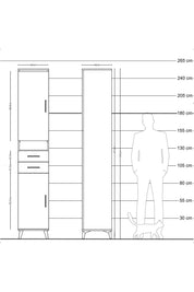 Hyperion Dolap 5 Raflı 2 Çekmeceli 2 Kapaklı 44x44x243 Çam-Çam