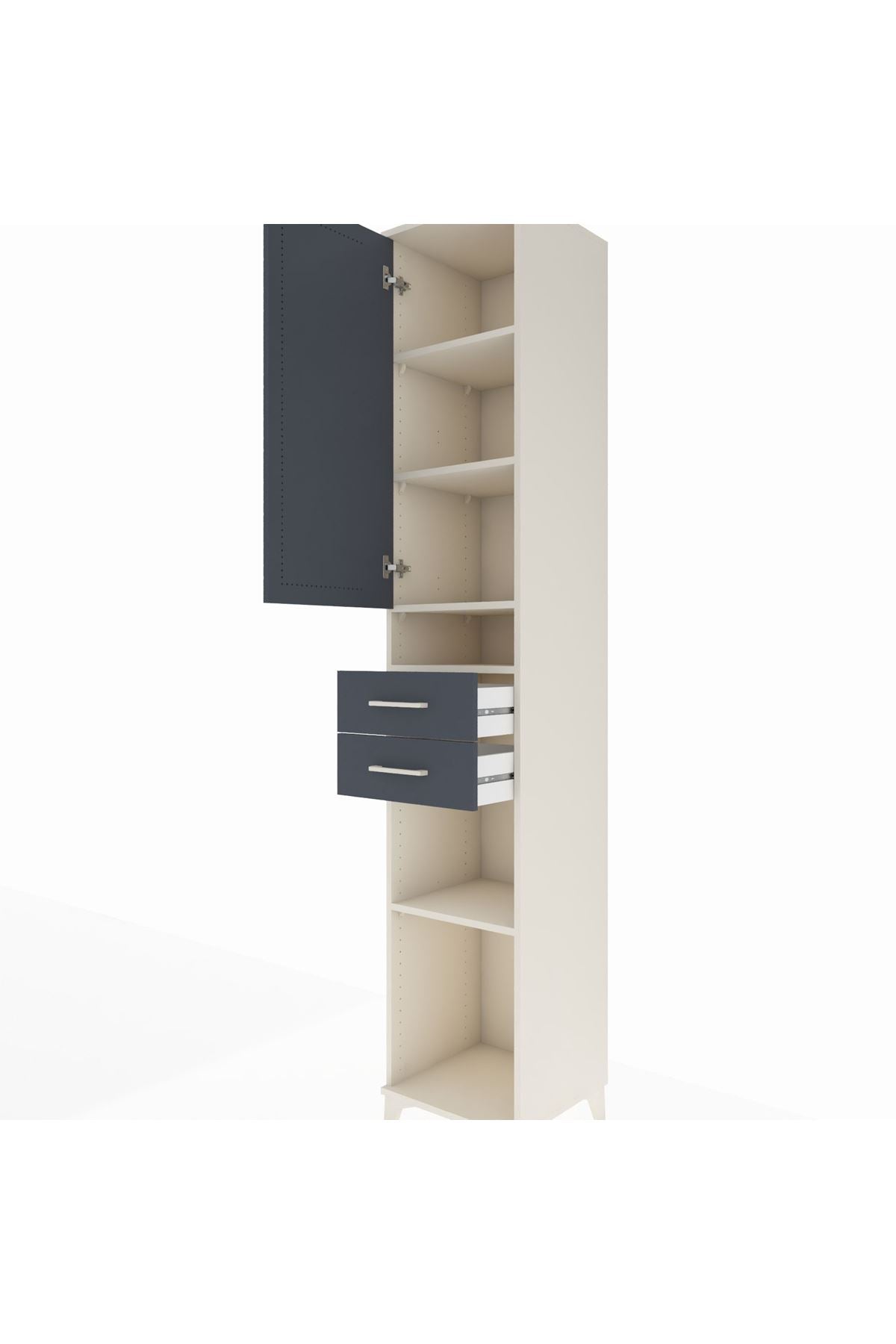 Hyperion Dolap 5 Raflı 2 Çekmeceli Tek Kapaklı 44x44x243 Aytaşı-Antrasit