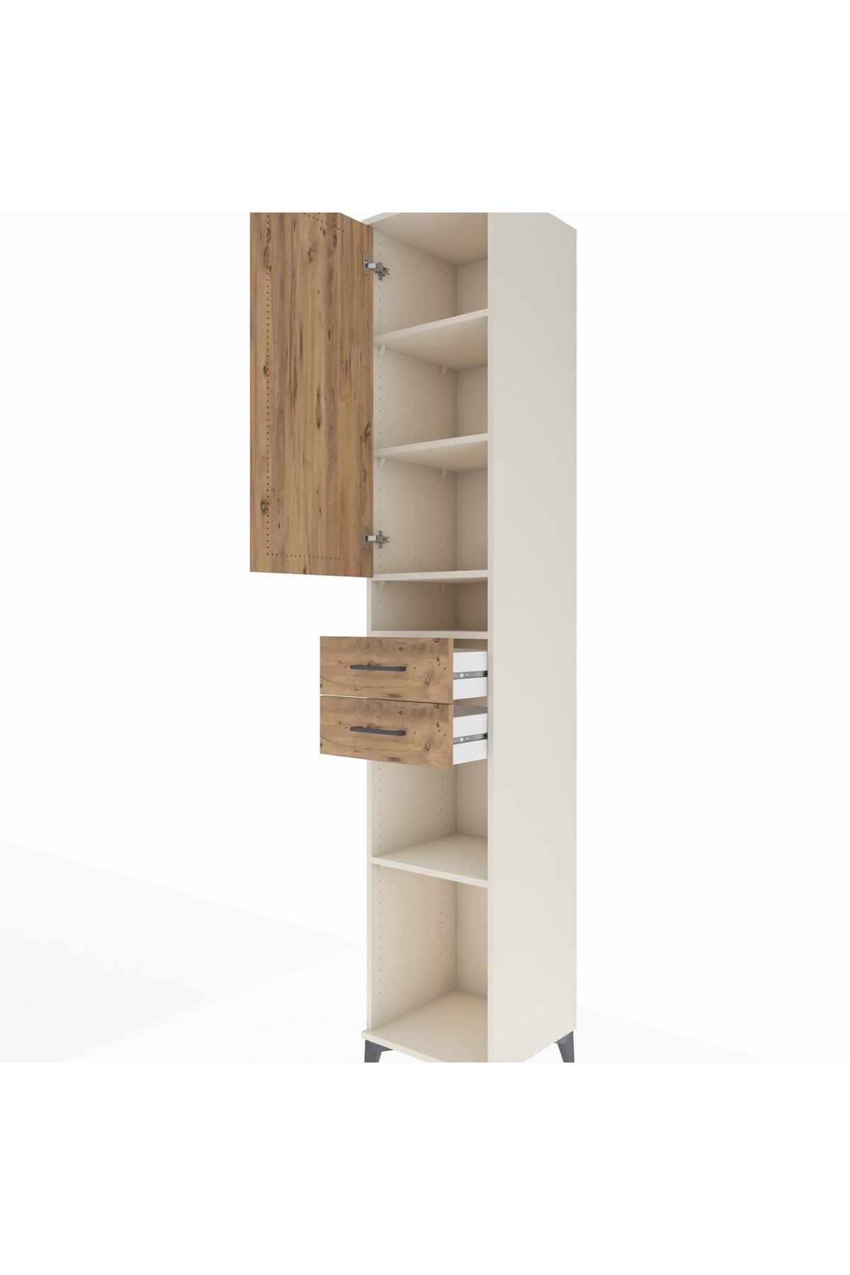 Hyperion Dolap 5 Raflı 2 Çekmeceli Tek Kapaklı 44x44x243 Aytaşı-Çam