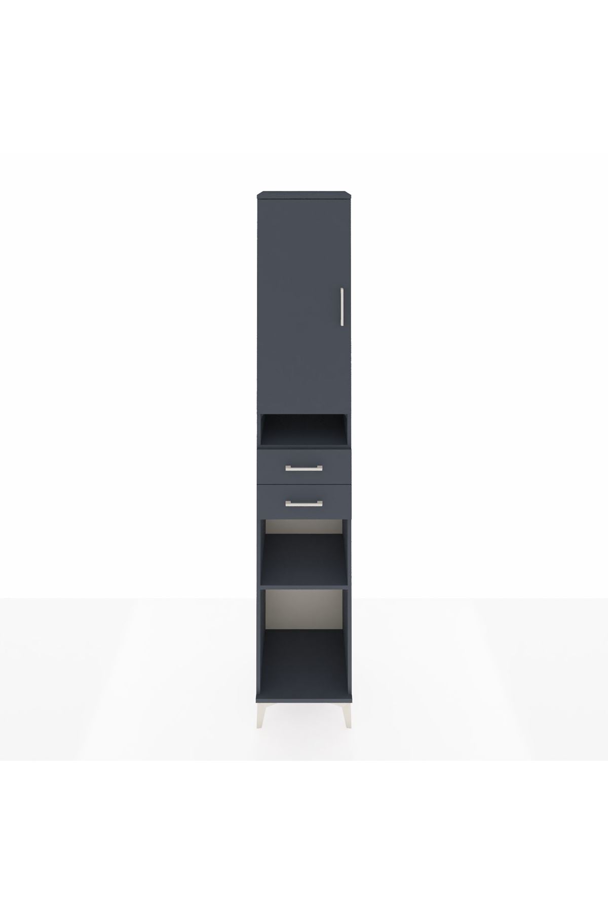 Hyperion Dolap 5 Raflı 2 Çekmeceli Tek Kapaklı 44x44x243 Antrasit-Antrasit