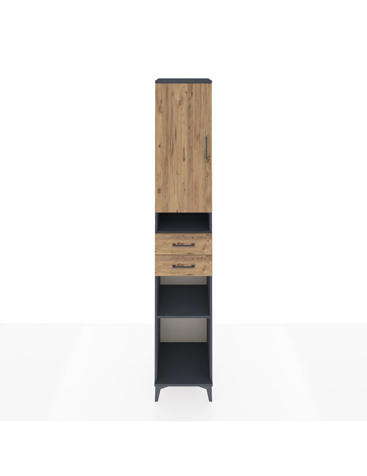 Hyperion Dolap 5 Raflı 2 Çekmeceli Tek Kapaklı 44x44x243 Antrasit-Çam