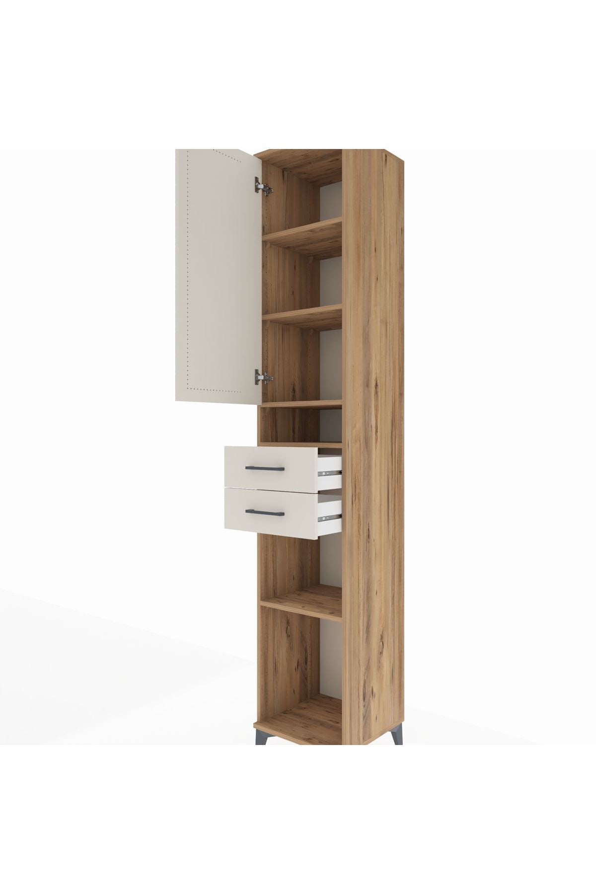 Hyperion Dolap 5 Raflı 2 Çekmeceli Tek Kapaklı 44x44x243 Çam-Aytaşı