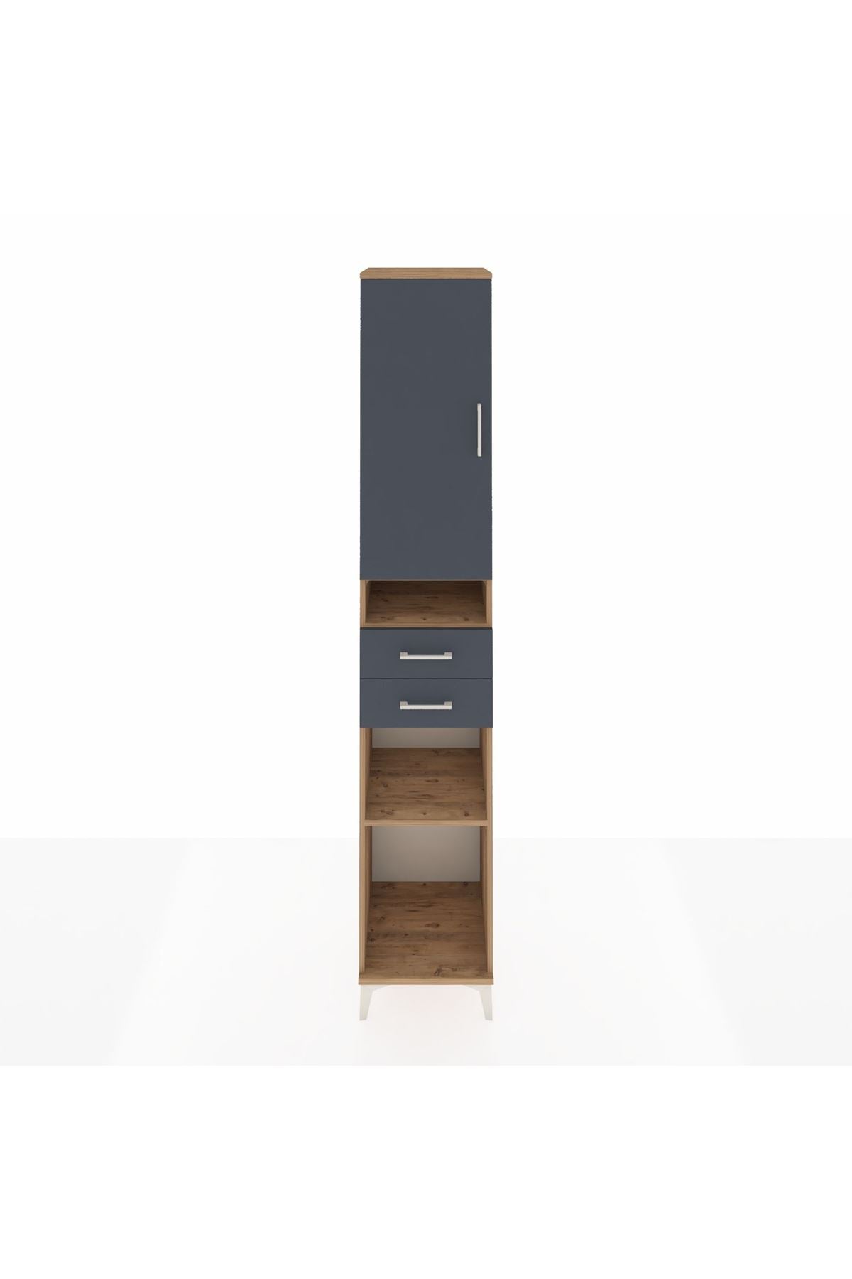 Hyperion Dolap 5 Raflı 2 Çekmeceli Tek Kapaklı 44x44x243 Çam-Antrasit