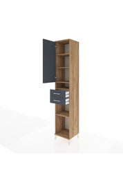 Hyperion Dolap 5 Raflı 2 Çekmeceli Tek Kapaklı 44x44x243 Çam-Antrasit