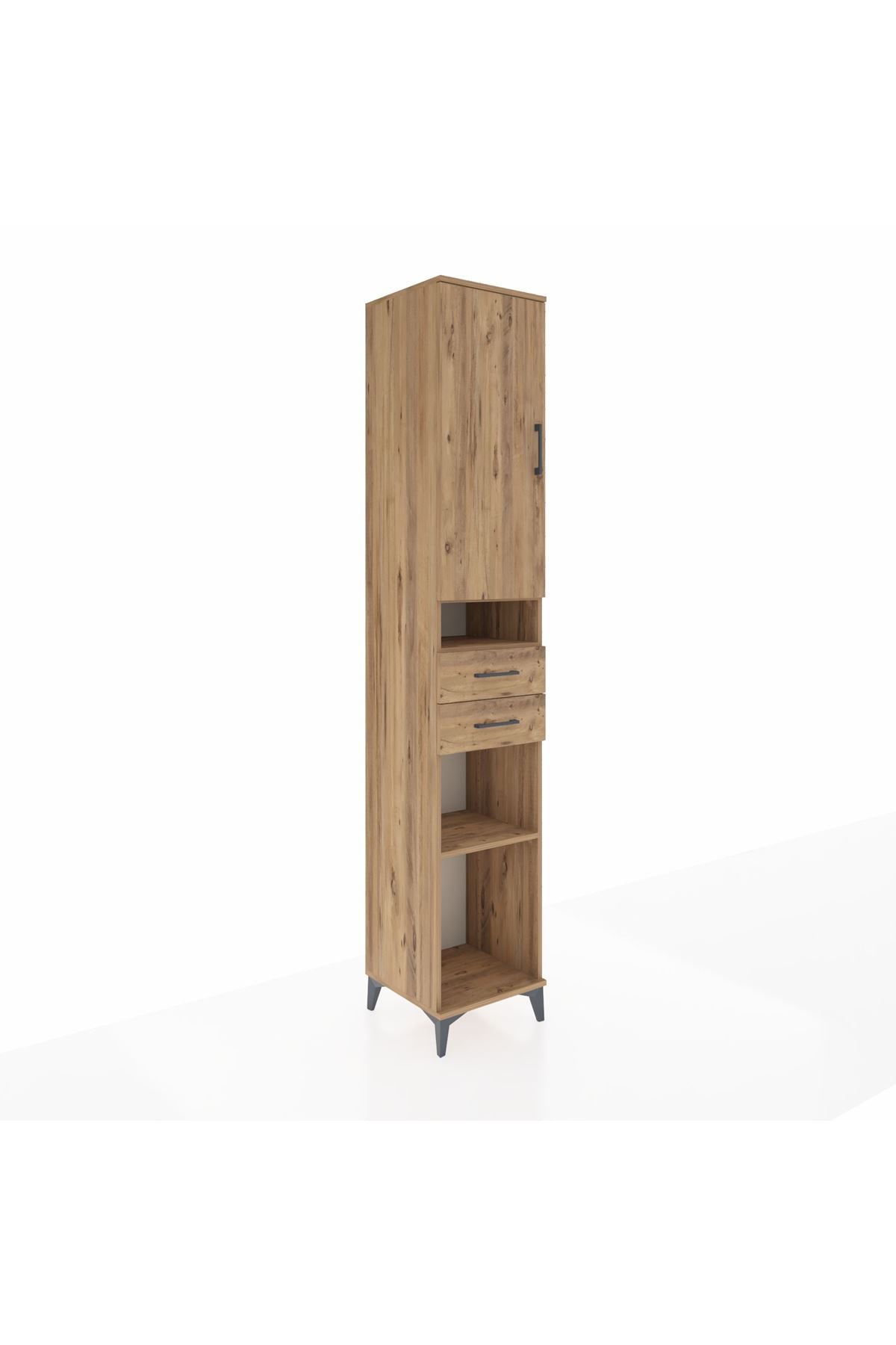 Hyperion Dolap 5 Raflı 2 Çekmeceli Tek Kapaklı 44x44x243 Çam-Çam