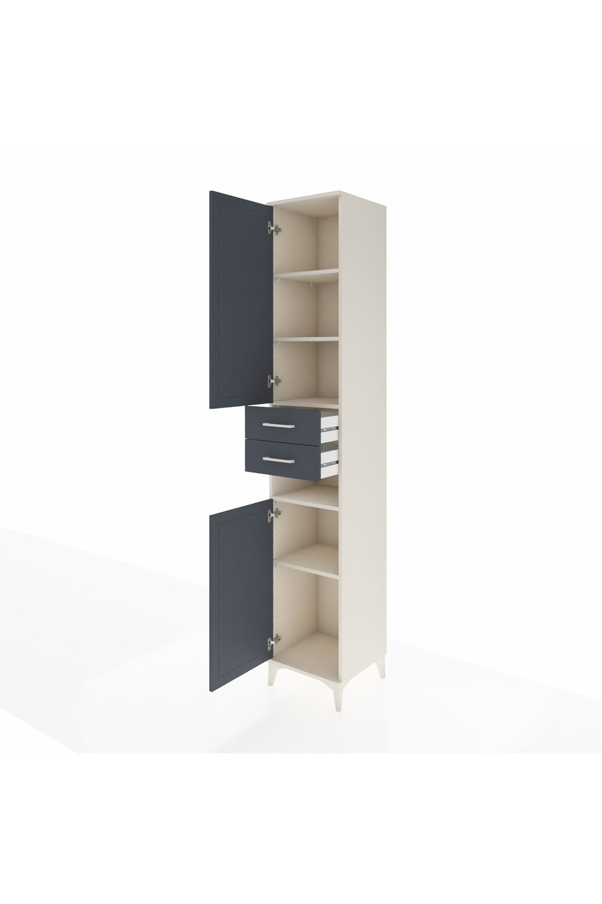 Hyperion Dolap 5 Raflı 2 Çekmeceli 2 Kapaklı 44x44x243 Aytaşı-Antrasit