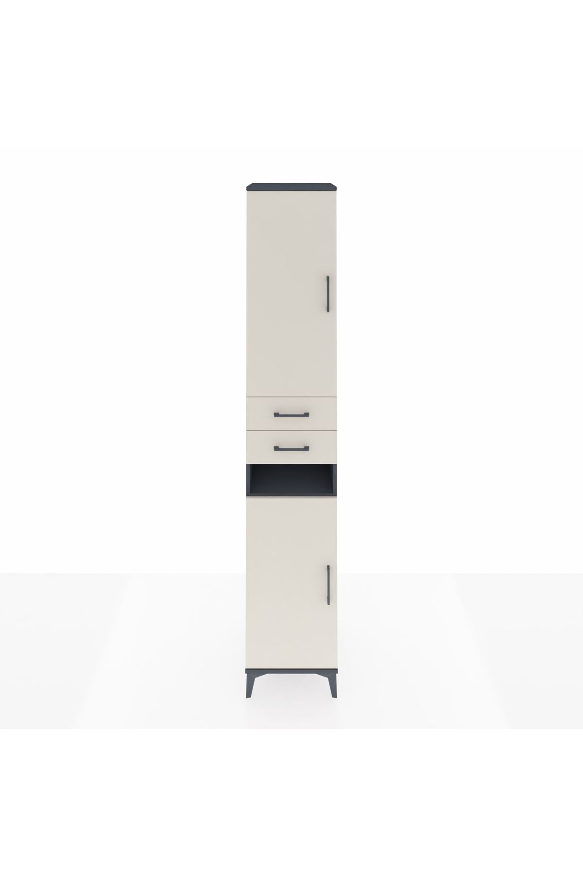 Hyperion Dolap 5 Raflı 2 Çekmeceli 2 Kapaklı 44x44x243 Antrasit-Aytaşı