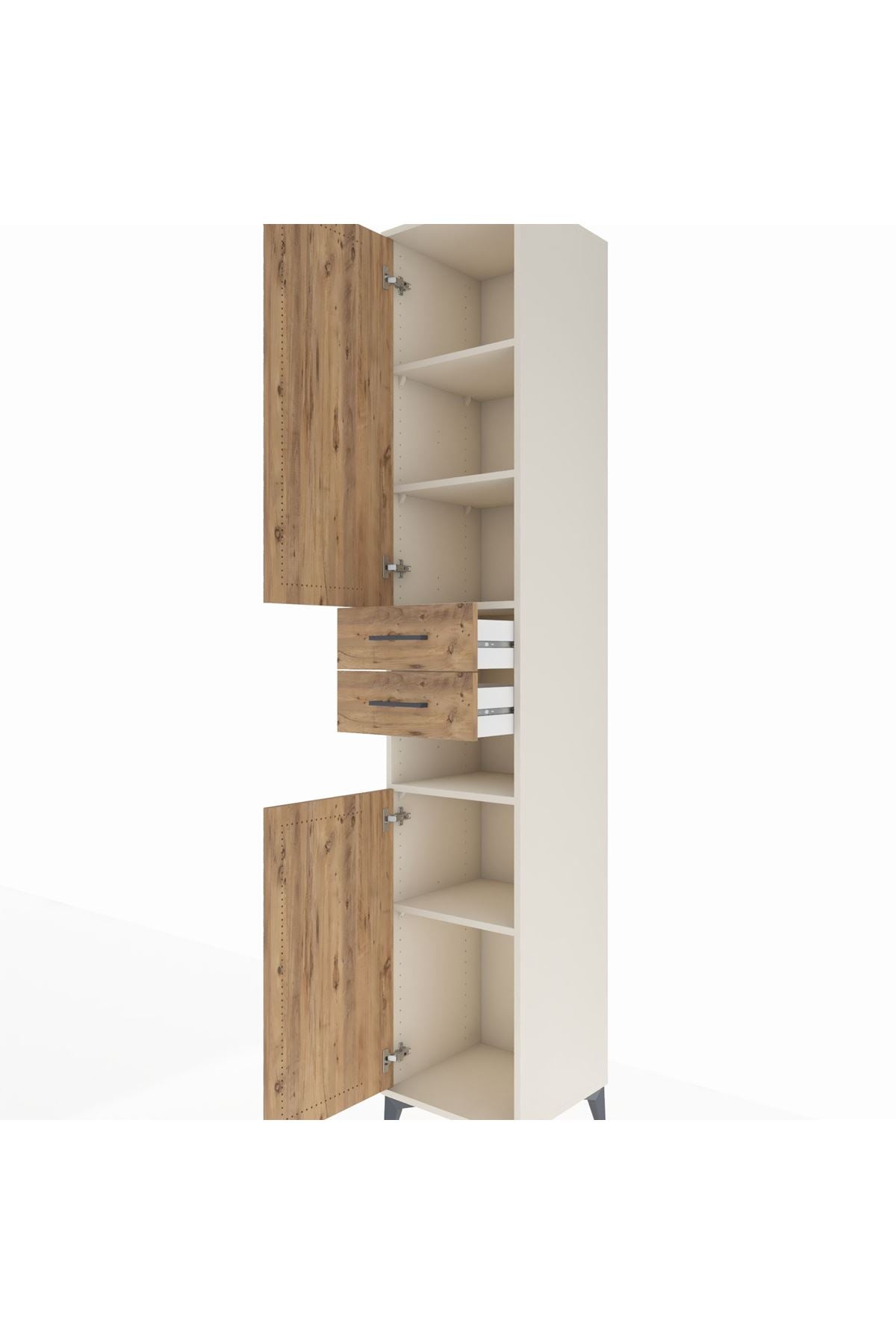 Hyperion Dolap 5 Raflı 2 Çekmeceli 2 Kapaklı 44x44x243 Aytaşı-Çam