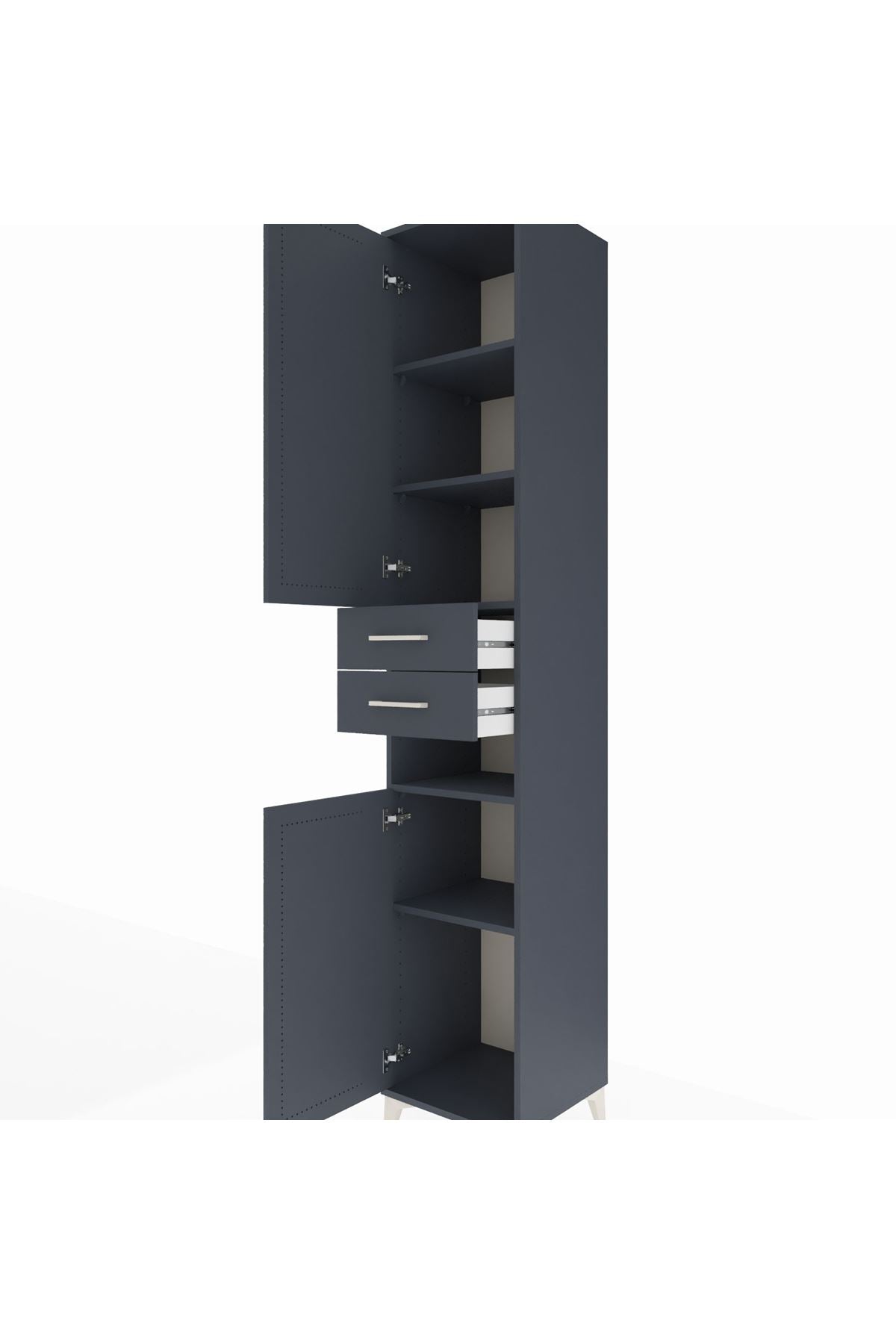 Hyperion Dolap 5 Raflı 2 Çekmeceli 2 Kapaklı 44x44x243 Antrasit-Antrasit