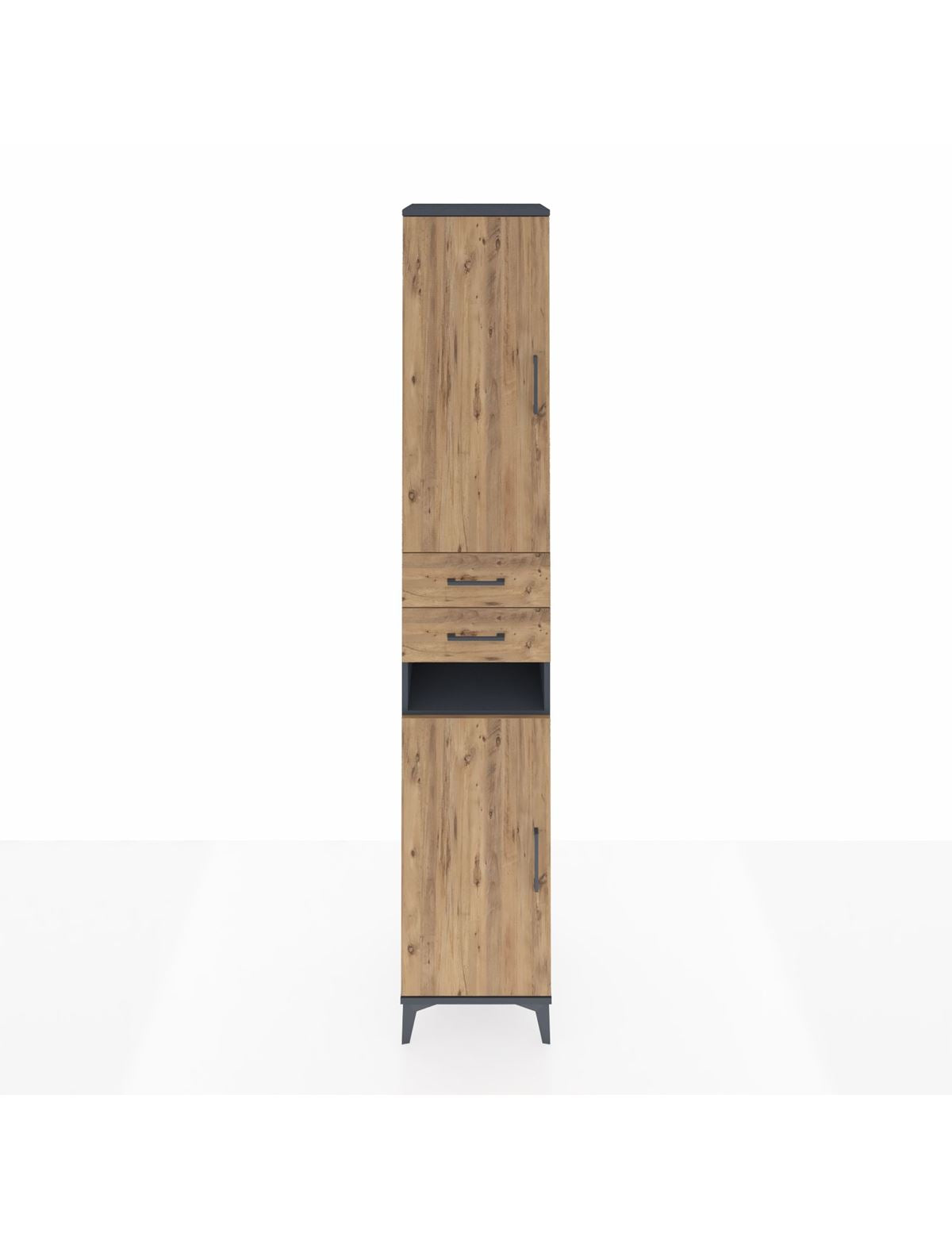 Hyperion Dolap 5 Raflı 2 Çekmeceli 2 Kapaklı 44x44x243 Antrasit-Çam