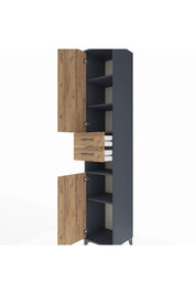 Hyperion Dolap 5 Raflı 2 Çekmeceli 2 Kapaklı 44x44x243 Antrasit-Çam