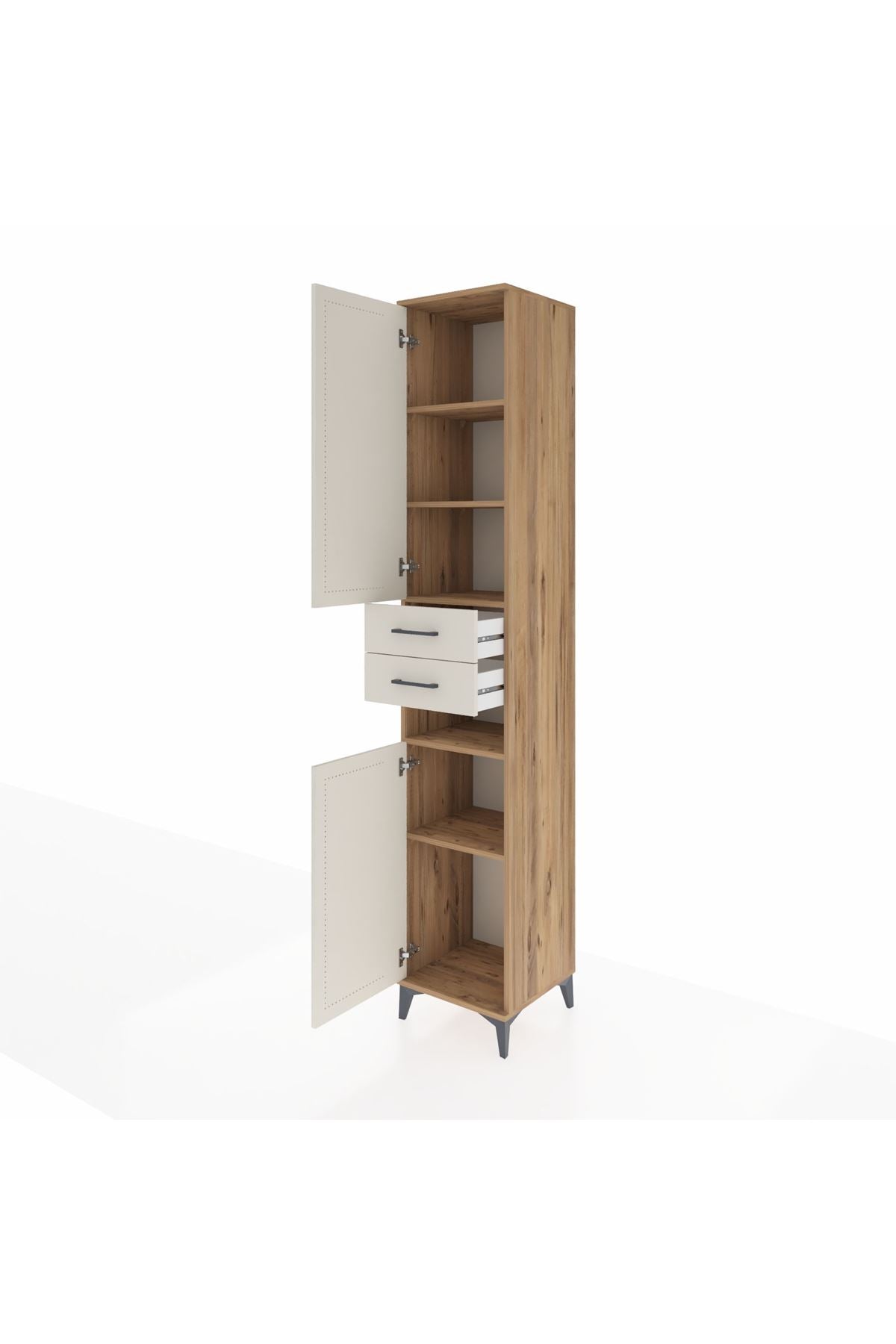 Hyperion Dolap 5 Raflı 2 Çekmeceli 2 Kapaklı 44x44x243 Çam-Aytaşı