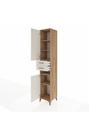 Hyperion Dolap 5 Raflı 2 Çekmeceli 2 Kapaklı 44x44x243 Çam-Aytaşı