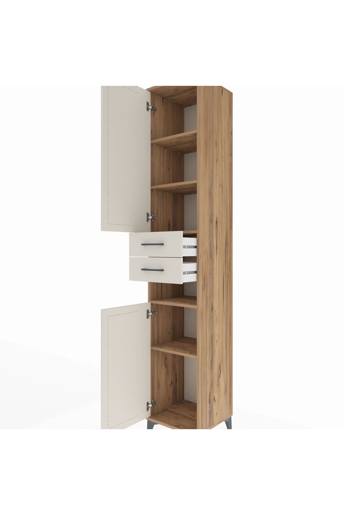 Hyperion Dolap 5 Raflı 2 Çekmeceli 2 Kapaklı 44x44x243 Çam-Aytaşı