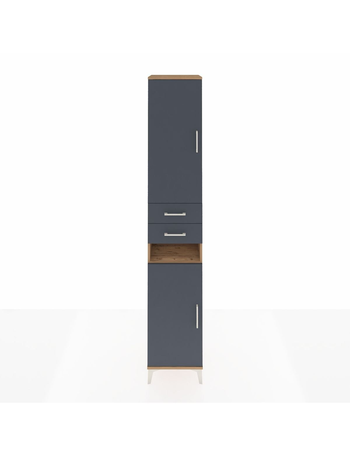 Hyperion Dolap 5 Raflı 2 Çekmeceli 2 Kapaklı 44x44x243 Çam-Antrasit