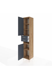 Hyperion Dolap 5 Raflı 2 Çekmeceli 2 Kapaklı 44x44x243 Çam-Antrasit