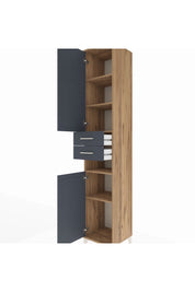 Hyperion Dolap 5 Raflı 2 Çekmeceli 2 Kapaklı 44x44x243 Çam-Antrasit