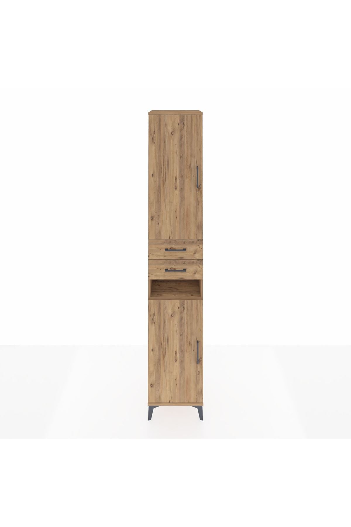 Hyperion Dolap 5 Raflı 2 Çekmeceli 2 Kapaklı 44x44x243 Çam-Çam