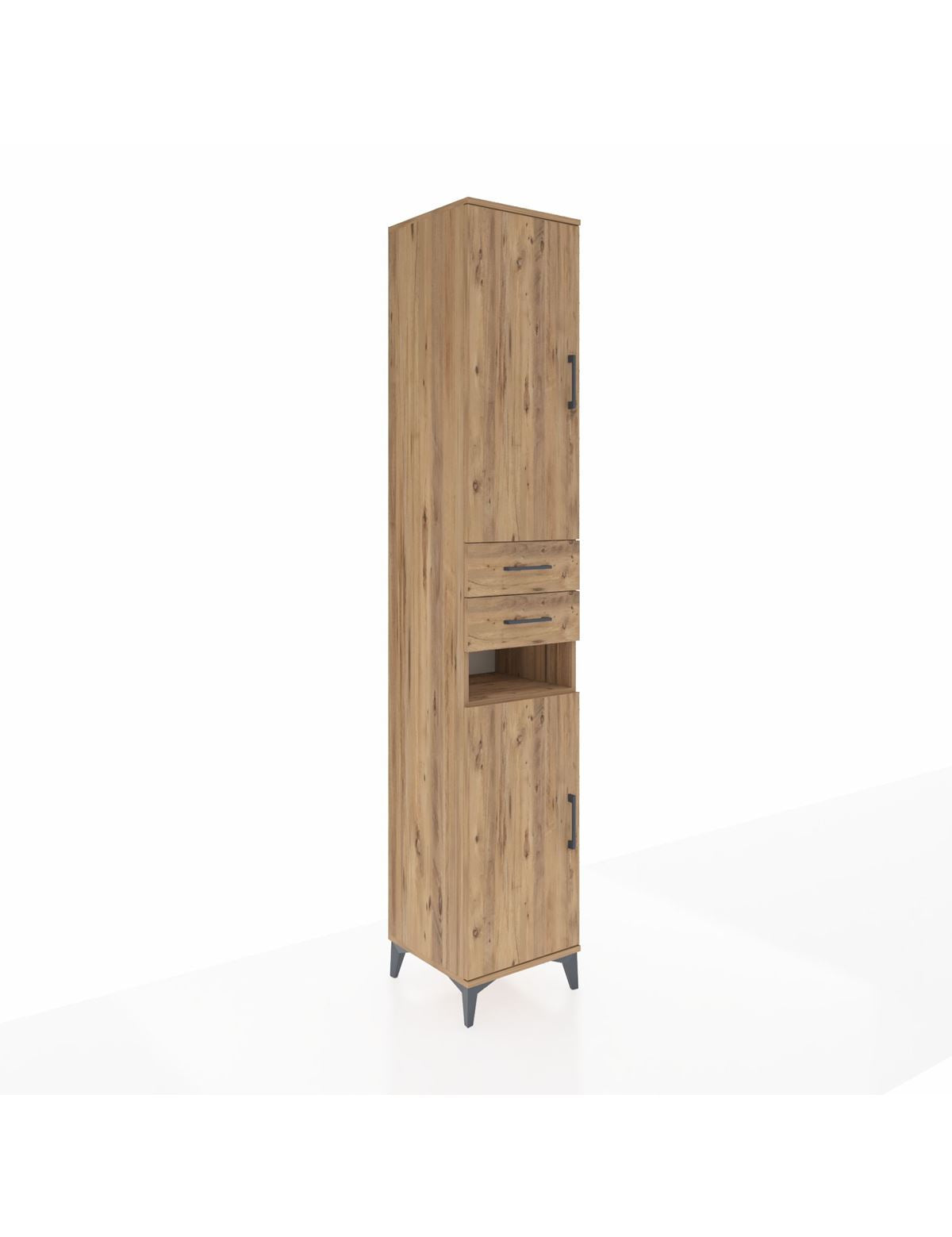 Hyperion Dolap 5 Raflı 2 Çekmeceli 2 Kapaklı 44x44x243 Çam-Çam