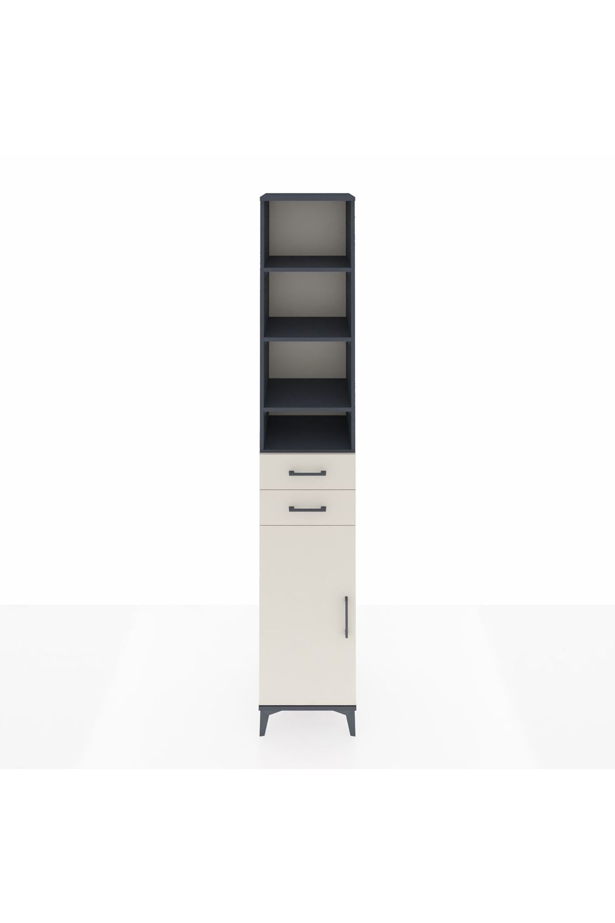 Hyperion Dolap 5 Raflı 2 Çekmeceli Tek Kapaklı 44x44x243 Antrasit-Aytaşı