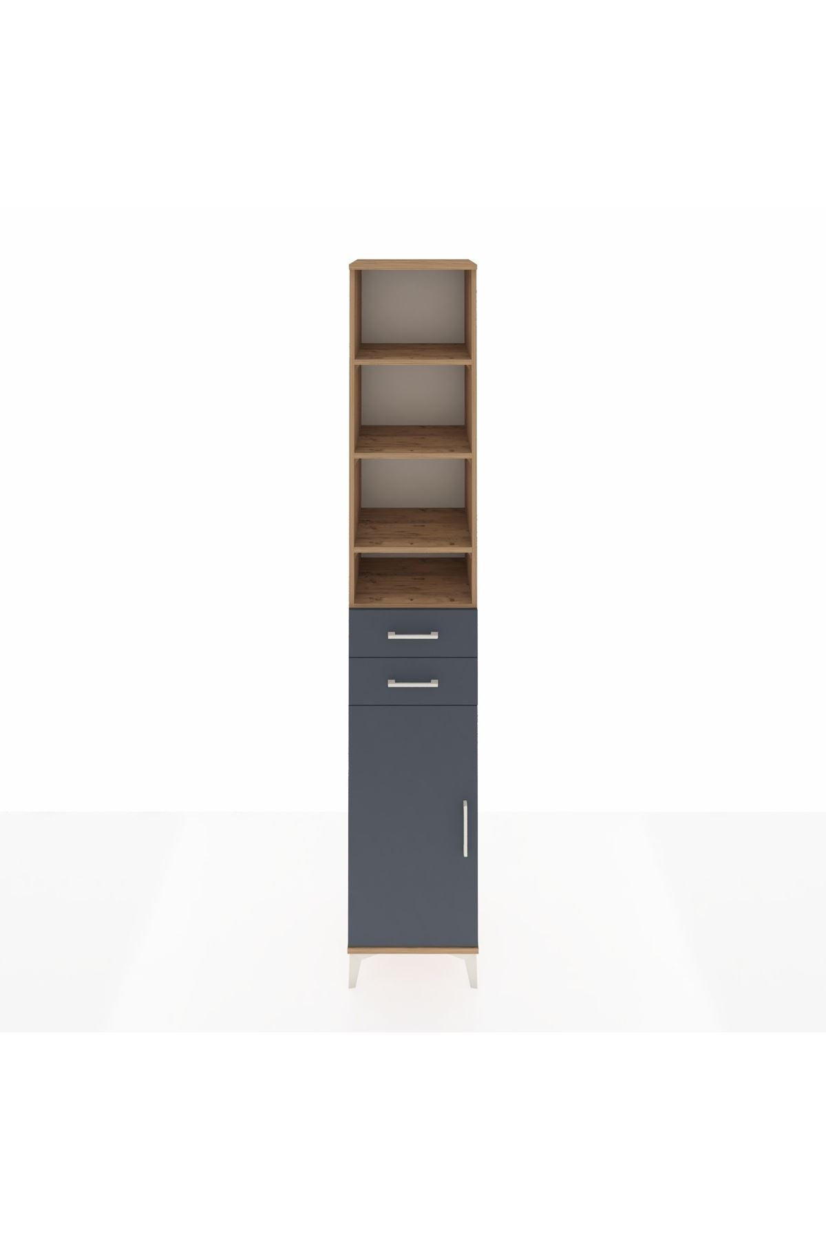 Hyperion Dolap 5 Raflı 2 Çekmeceli Tek Kapaklı 44x44x243 Çam-Antrasit