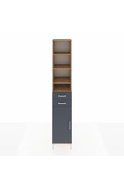 Hyperion Dolap 5 Raflı 2 Çekmeceli Tek Kapaklı 44x44x243 Çam-Antrasit