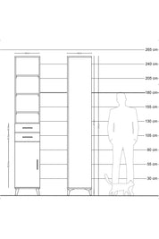 Hyperion Dolap 5 Raflı 2 Çekmeceli Tek Kapaklı 44x44x243 Çam-Antrasit