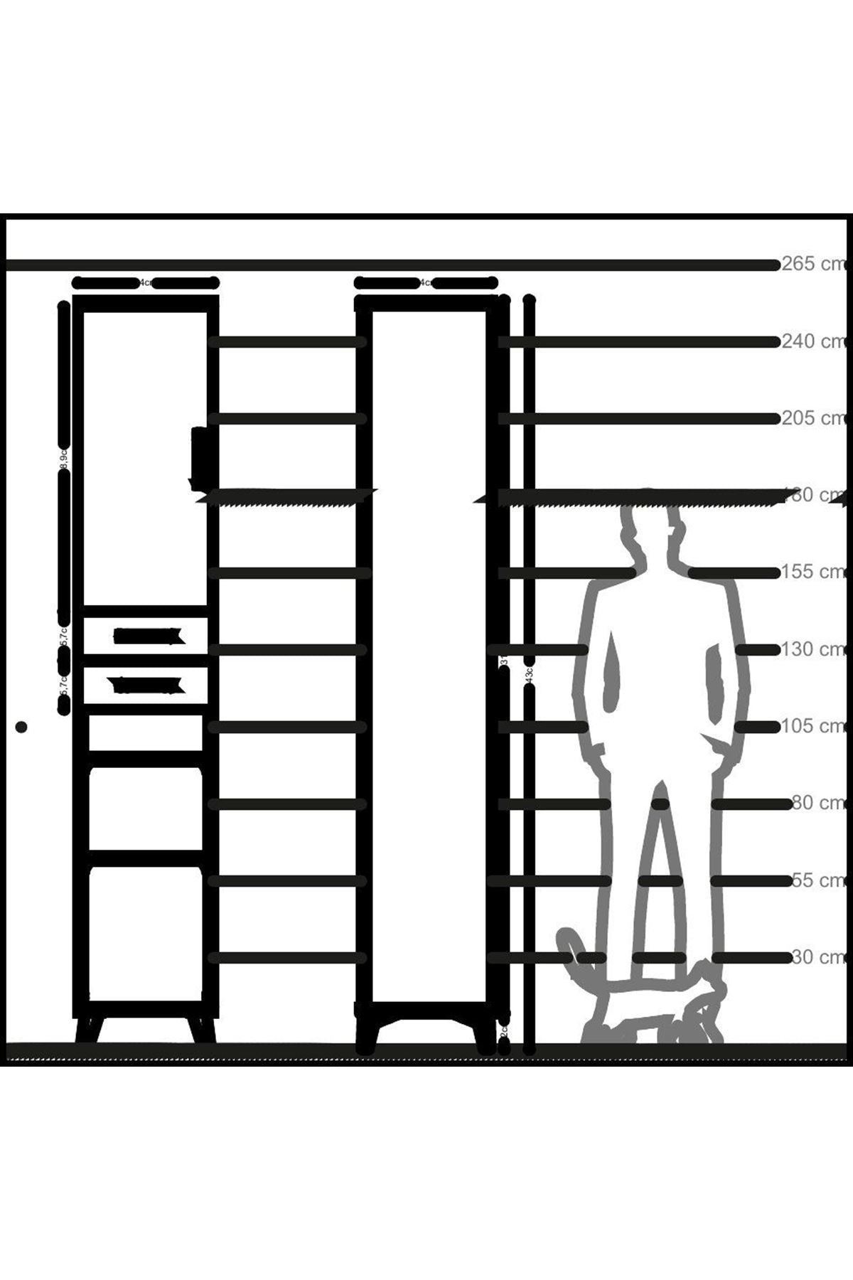 Hyperion Dolap 5 Raflı 2 Çekmeceli Tek Kapaklı 44x44x243 Aytaşı-Aytaşı