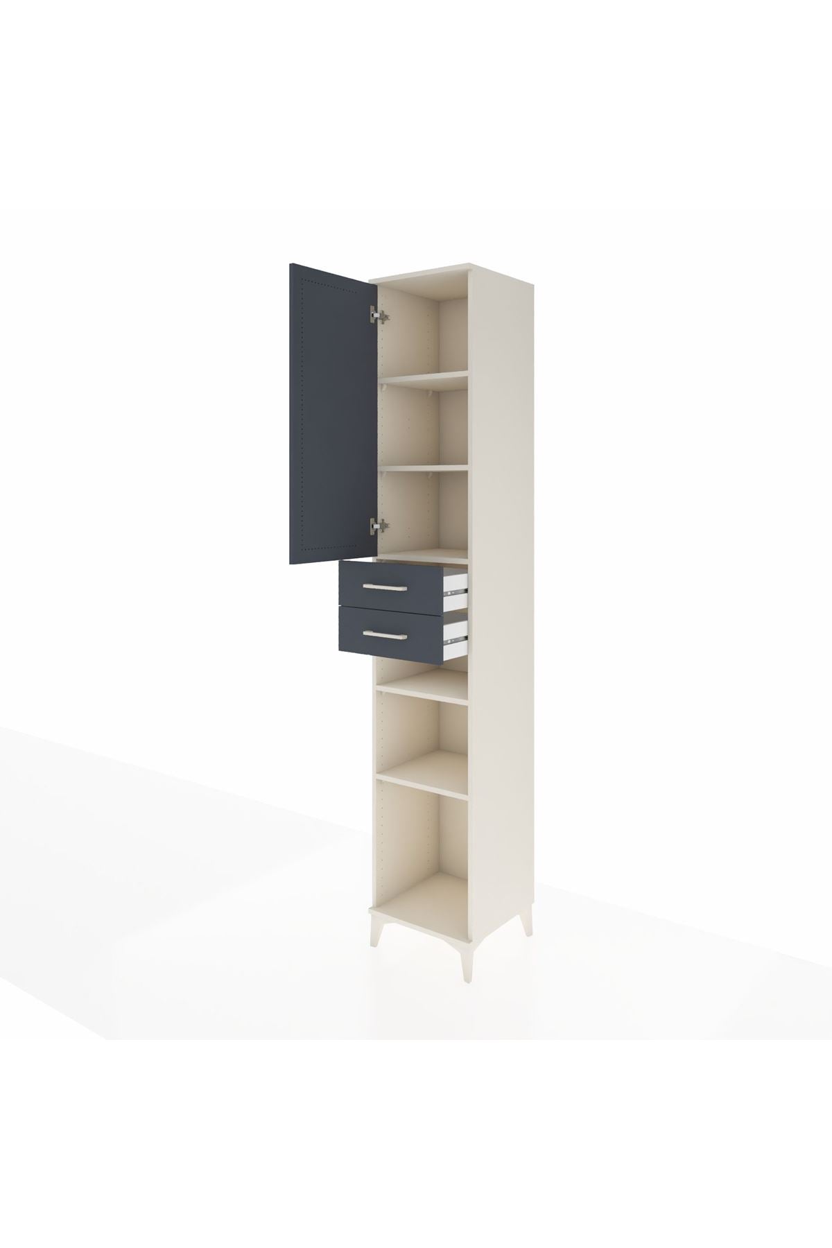 Hyperion Dolap 5 Raflı 2 Çekmeceli Tek Kapaklı 44x44x243 Aytaşı-Antrasit