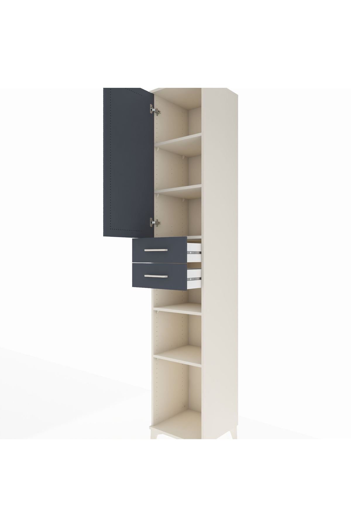 Hyperion Dolap 5 Raflı 2 Çekmeceli Tek Kapaklı 44x44x243 Aytaşı-Antrasit